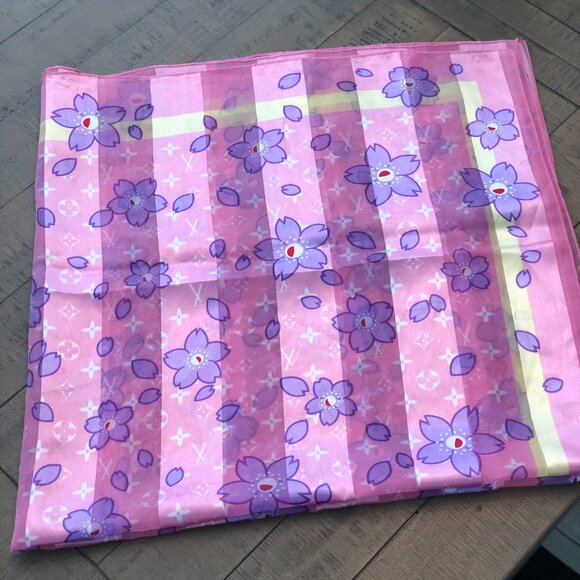 Louis Vuitton Silk Scarf – Floral Print, 3x3 ft - Picture 2 of 3